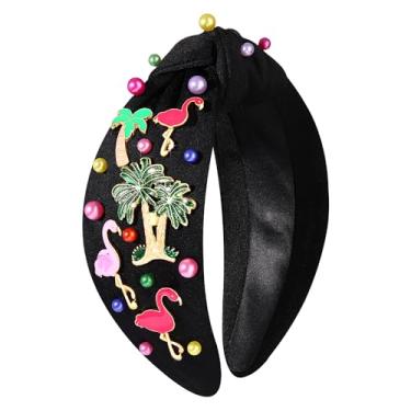 Imagem de Bandanas femininas de flamingo, verão, praia, palmeira, tropical, palmeira, boêmio, havaiano, nó de cristal, acessórios de verão, roupa de férias na praia, lembrancinhas de festa (flamingo C)