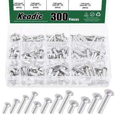 Imagem de Keadic Conjunto sortido de rebites de cabeça de braseiro de alumínio sólido, 300 peças, 12 tamanhos, M4, M5, M6, 10 mm, 14 mm, 20 mm, 25 mm, comprimento, rebites de alumínio, fixador, para máquinas