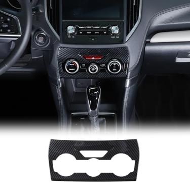 Imagem de Capa de acabamento de painel de ar condicionado de controle central compatível com Subaru Forester 2019-2024, ABS Car Air Condition Knob Panel Trim Frame Interior Trim Accessories (padrão de fibra de