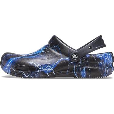 Imagem de Crocs unissex - adulto com estampa bistr | Sapatos de trabalho antiderrapantes, Black/Lightning Bolts, 15 Women/13 Men