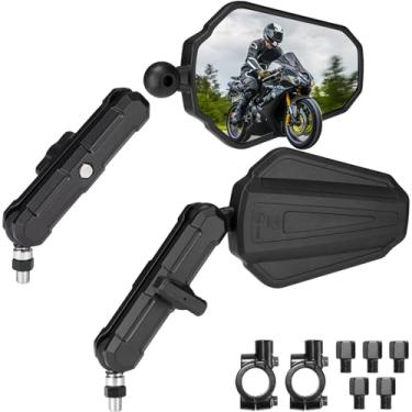 Imagem de KEMIMOTO Espelhos laterais de motocicleta M8 M10 parafuso ajuste de montagem do guidão universal espelhos retrovisores de motocicleta convexos dobráveis 360 graus