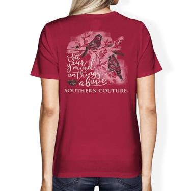 Imagem de Southern Couture Set Your Mind on Things Above, camiseta moderna de algodão vermelho cardeal, Vermelho cardeal, XXG