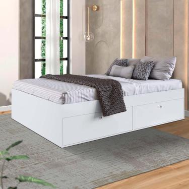 Imagem de Cama Queen Size Com Sapateira Acoplada Branco Gagas Shop Jm