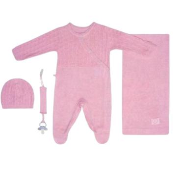 Imagem de Saída maternidade tricô menino e menina 4 peças - bebê