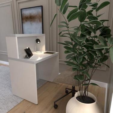 Imagem de Balcão de Atendimento para Recepção - Pequeno 80cm de Largura Branco/Cinza Cristal