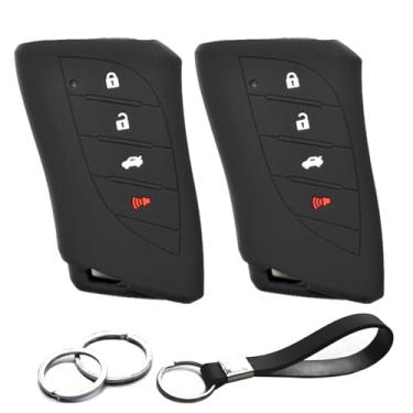 Imagem de 2 peças compatíveis com Lexus HYQ14FBF Smart 4 Botões Preto Silicone FOB Capa Protetora de Chave Protetora de Controle Remoto Sem Tecla para 2019 2018 Lexus ES350 LS500 LS500h LC500 LC500h, 2019 Lexus ES300h