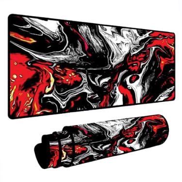 Imagem de Novo Mouse Pad Gamer Deskpad Speed Extra Grande Borda Costurada Profissional Varios Tamanhos - Liquid Branco Vermelho (120X60)