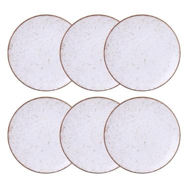 Imagem de Jogo de Pratos Rasos 6 Pcs Rústico 25 cm Porcelana Decorada Tramontina