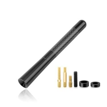Imagem de Sylvil Antena curta para carro, substituição de antena de rádio de alumínio grosso de 12 cm, kit de antena de fibra de carbono com parafusos, suporte de teto AM/FM mastro de antena de recepção de