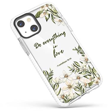 Imagem de Capa transparente compatível com iPhone 13 (6,1 polegadas), meninas, mulheres, narcisos, flores silvestres, versículos bíblicos inspiradores, citações cristãs, Corinthians 16:14, capa protetora macia