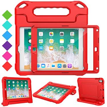 Imagem de SUPLIK Capa infantil para iPad 5ª/6ª geração (9,7 polegadas, 2017/2018), iPad Air 1, Air 2 e Pro 9,7 com protetor de tela, capa protetora durável à prova de choque com suporte, vermelha