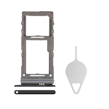 Imagem de BESJMYT Substituição da bandeja do cartão SIM para Samsung Galaxy S20+ 5G (versão SIM único) - Adaptador de suporte para compartimento de cartão preto cósmico com ejetor de agulha para S20 Plus 5G