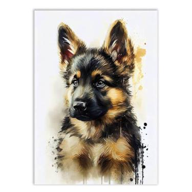 Imagem de Placa Decorativa Cachorro Pastor Alemão Filhote Ilustração Decoração Poster