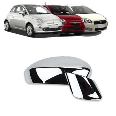 Imagem de Aplique Cromado para Capa Retrovisor Fiat 500 2009 a 2015 Linea 2009 a