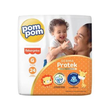 Imagem de Fralda Pom Pom Fisher-Price Derma Protek - Tam. G 8 a 13kg 24 Unidades