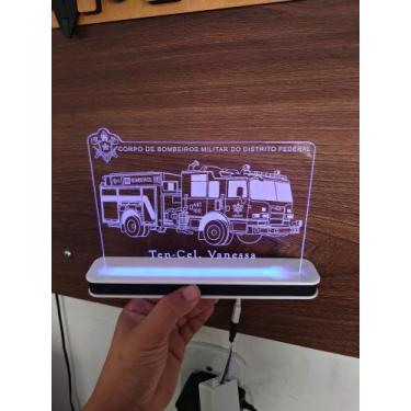 Imagem de Luminária Decorativa com LED Caminhão Bombeiros - Hobbies do Ofício, R