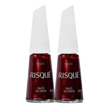 Imagem de Kit 2 Esmalte Risqué Vermelhos Metálicos Cor Maçã do Amor 8ml