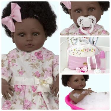 Imagem de Bebe Reborn Preta Gatinha Menina 100% Silicone Vários Itens - Cegonha 