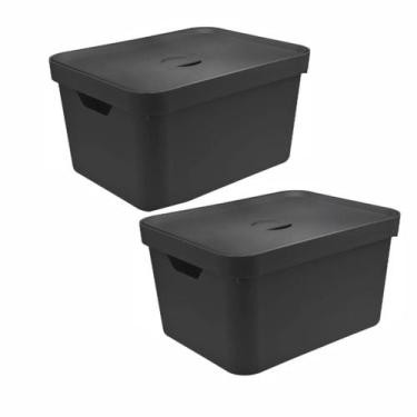Imagem de Conjunto de 2 Caixas Organizadora Cube Preto 32L - Ou