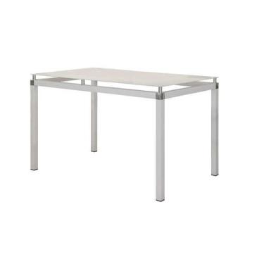 Imagem de Mesa De Jantar Malva Com Tampo de Vidro 140cm Branco Artefamol