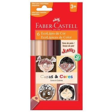 Imagem de Ecolápis de Cor Jumbo Triangular 6 Cores Caras & Cores - Faber-Castell