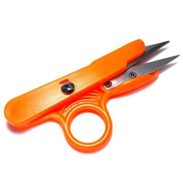 Imagem de Tesoura Plástica Laranja Com Dedal Para Arremate De Linha Apare Fios S