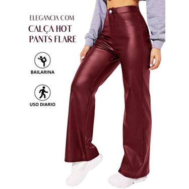 Imagem de Calça Hot Pants Flare Em Cirré Com Bolsos E Zíper Cintura Alta Confort