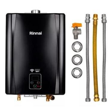 Imagem de Aquecedor de Água a Gás Rinnai E21 FEH 21 Litros Black Gás GN + Kit Li