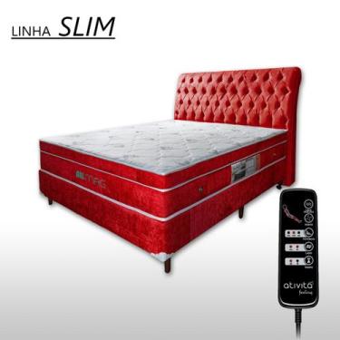 Imagem de Colchão Com Massageador Casal Completo + Base box + Cabeceira ALLMAG, 