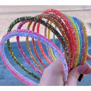 Imagem de Kit 04 Tiara Arquinho Glitter Brilho Moda Colorida Tendência - Tiara G