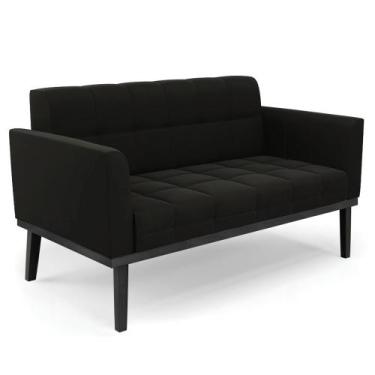 Imagem de Sofá Namoradeira Base Madeira Preto Ana Suede Preto - Ibiza, Preto, 20