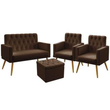 Imagem de Poltrona Namoradeira Vega mais 2 Poltronas Estofada Rodapé E Capitonê 