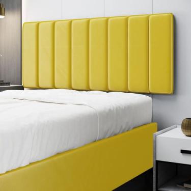 Imagem de Painel Nashira 140 Veludo Aradecor, Amarelo, CASAL PADRãO