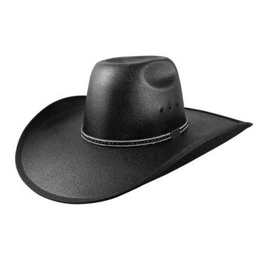 Imagem de Chapéu Country Preto com strass e banda de couro unissex - Mundial, Pr