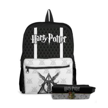 Imagem de Kit Mochila com Bolso e Estojo Escolar Juvenil do Herry Potter Menina 