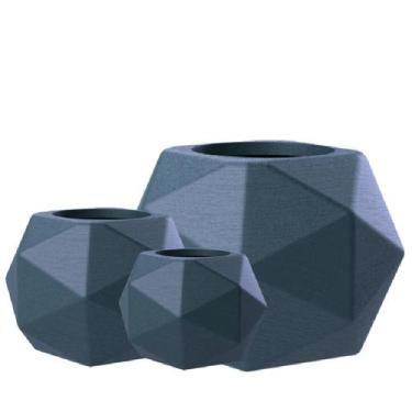 Imagem de Kit de 3 vasos para planta esfera geométrica 3D em polietileno para de