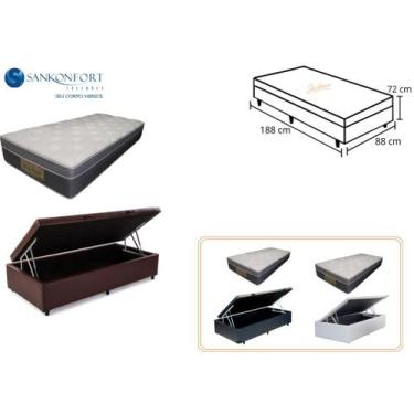 Imagem de Conjunto Baú Solteiro + Colchão Sankonfort Sleep Fresh Molas Ensacadas