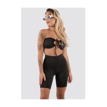 Imagem de Bermuda Fitness Diluxo Biker Ciclista Cintura Alta, GG, Preto