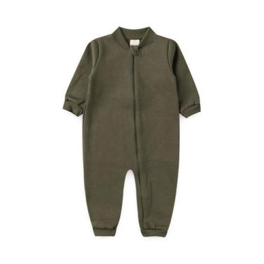 Imagem de Macacão Bebê Moletom - Duma Kids, 6 a 9 Meses, Verde militar