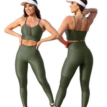 Imagem de Conjunto Fitness Calça Basica Compressão Cores em Poliamida - Leve Bea
