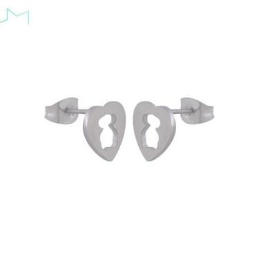 Imagem de Brinco Infantil Coração Ano Inoxidável 316l Criança Menina - Santo Est