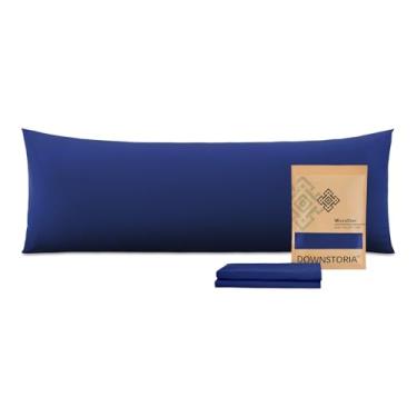 Imagem de Capa de travesseiro corporal, fronha longa de microfibra ultramacia, com fecho de envelope, fronhas grandes 51 x 137 cm (azul marinho)