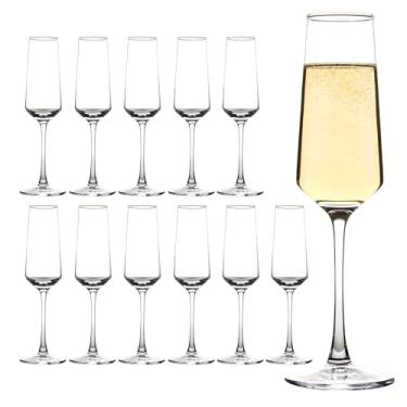 Imagem de Conjunto de 12 taças de champanhe, taças de champanhe elegantes, taças de vinho espumante modernas para bar em casa, casamento, aniversário, 212 g, transparente