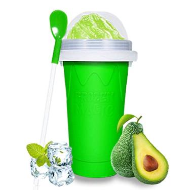 Imagem de Color Land Copo Slushy, TIK TOK Slushie Maker Cup Frozen Magic Squeeze Cup, Ice Cream Maker, Cool Stuff Tendências Tiktok Itens caseiros DIY Cool Gadgets com tampa e canudo (verde)