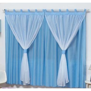 Imagem de Cortina Para Quarto Bebê Menina Menino 2 Metros Lançamento Azul - Bruc