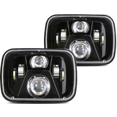 Imagem de TRUCKMALL Faróis de LED 5 x 7 x 15 cm, H6054 6054 H5054 6052 LED compatível com Jeep Cherokee XJ Wrangler YJ Comanche MJ Corolla Tacoma Ford F350 Pickup Car Truck Van - Preto