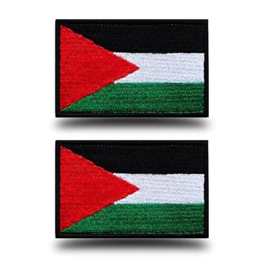 Imagem de Pacote com 2 adesivos bordados com a bandeira tática da Palestina, emblema de uniforme militar da bandeira palestina - fechos de laço e gancho para roupas táticas e engrenagens colete mochila