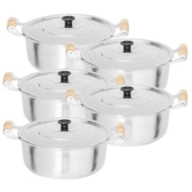 Imagem de Jogo De 5 Panelas Caçarolas Alumínio Grosso 18, 20, 22, 24, 26 cm - Ok