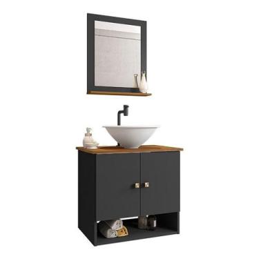 Imagem de Gabinete Banheiro Deli Lume Bco Torneira Valv Click Black - Loja DoceL