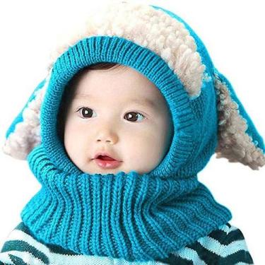 Imagem de Touca Gorro Cachecol Bebê Infantil Cobre Orelhas Azul - Importado